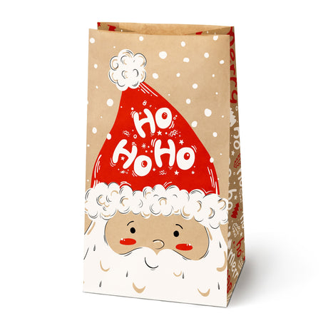 Weihnachtspapiertüte 160x80x270mm Weihnachtsmann und Schneemann Ho Ho