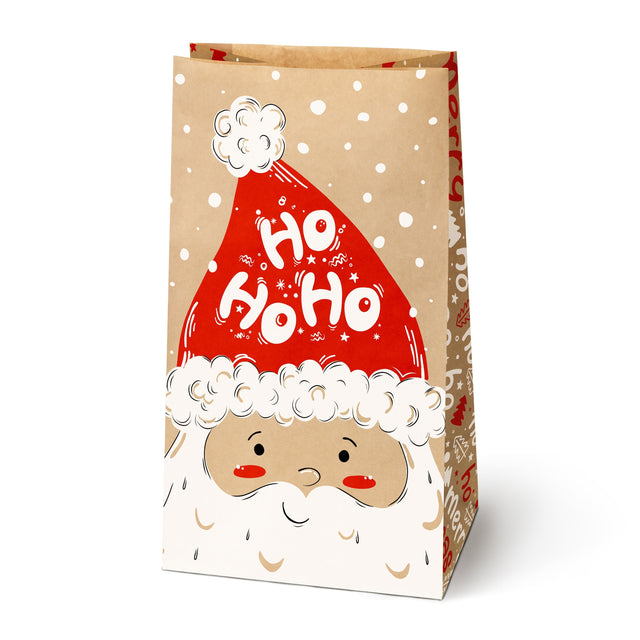 Weihnachtspapiertüte 160x80x270mm Weihnachtsmann und Schneemann Ho Ho