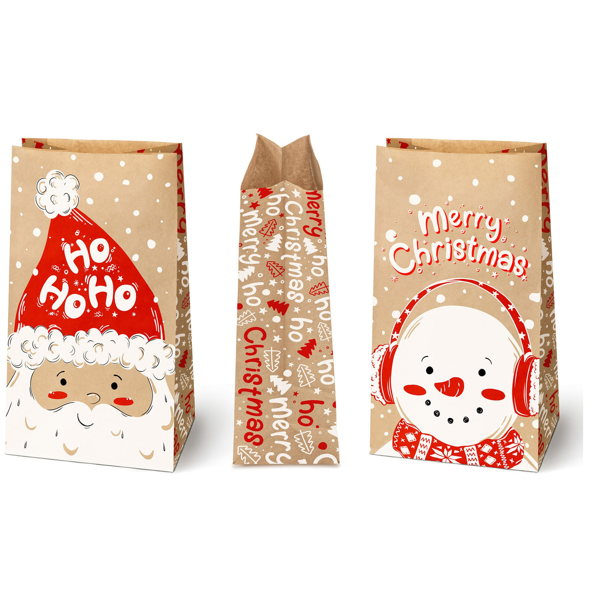 Braune Papiertüte, 160x80x270mm, Weihnachtsmann, 25 Stk.