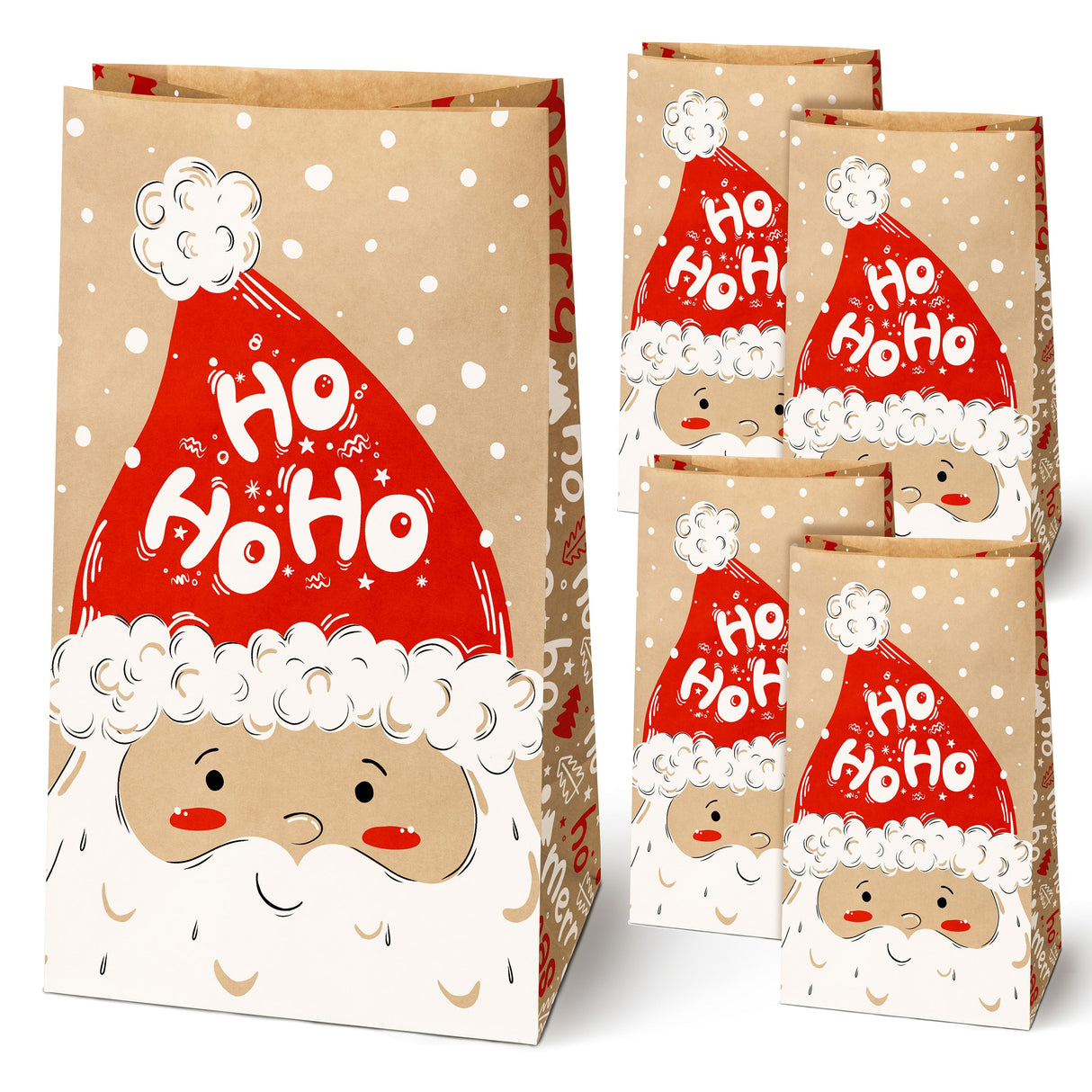 Braune Papiertüte, 160x80x270mm, Weihnachtsmann, 25 Stk.