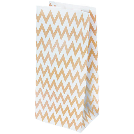 Papiertüten ohne Griff Weiß mit Zickzack Braun - 80x65x190mm