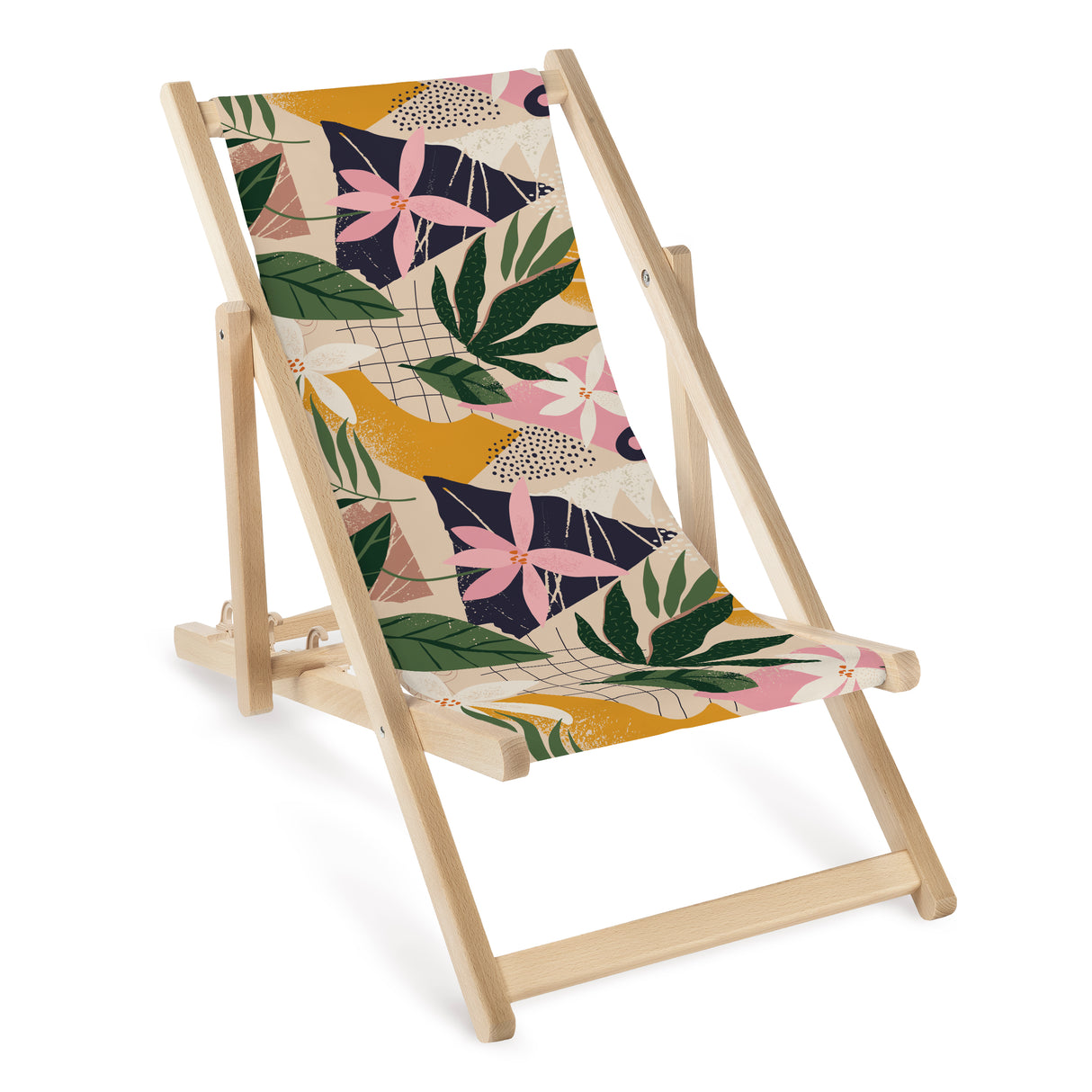 Kinderliegestuhl aus Holz Floral collage