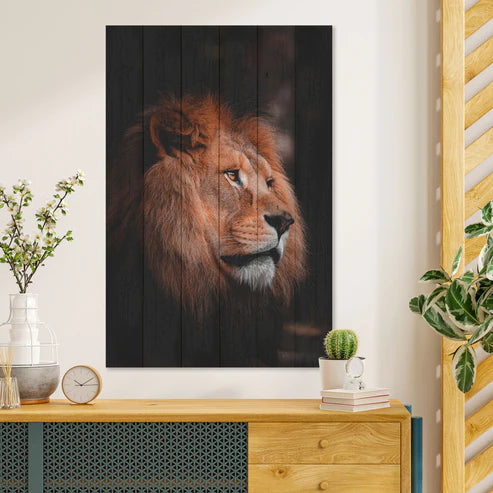 Wanddeko Holz - Lion Profile
