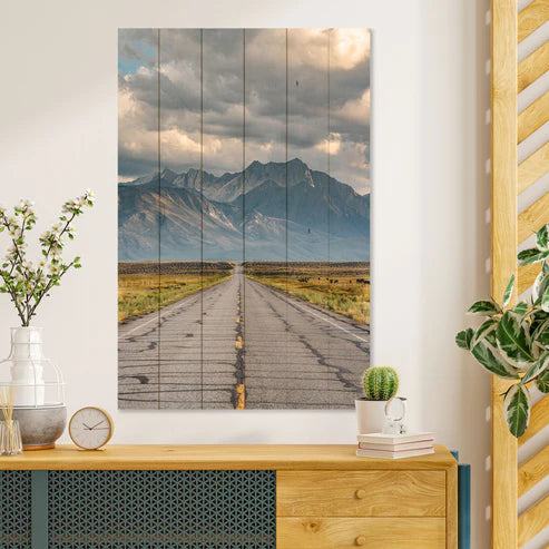 Wanddeko Holz - Long Road