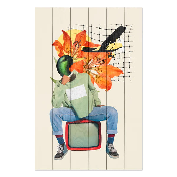 Wanddeko Holz - Man with a Duck's Head