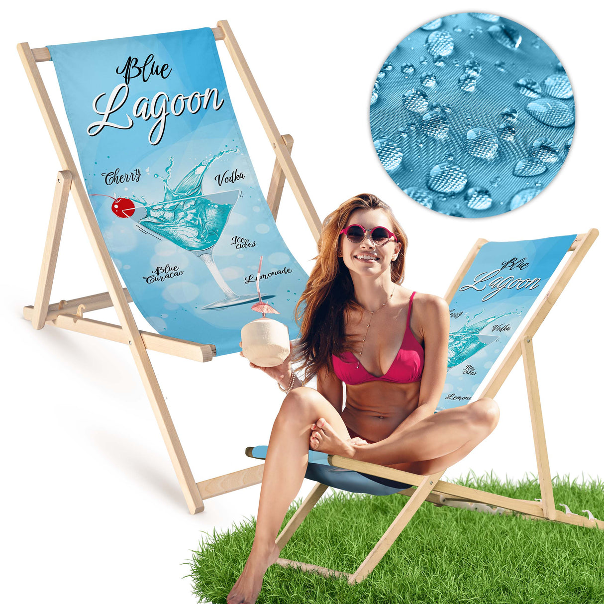 Holz-Liegestühle Blue Lagoon