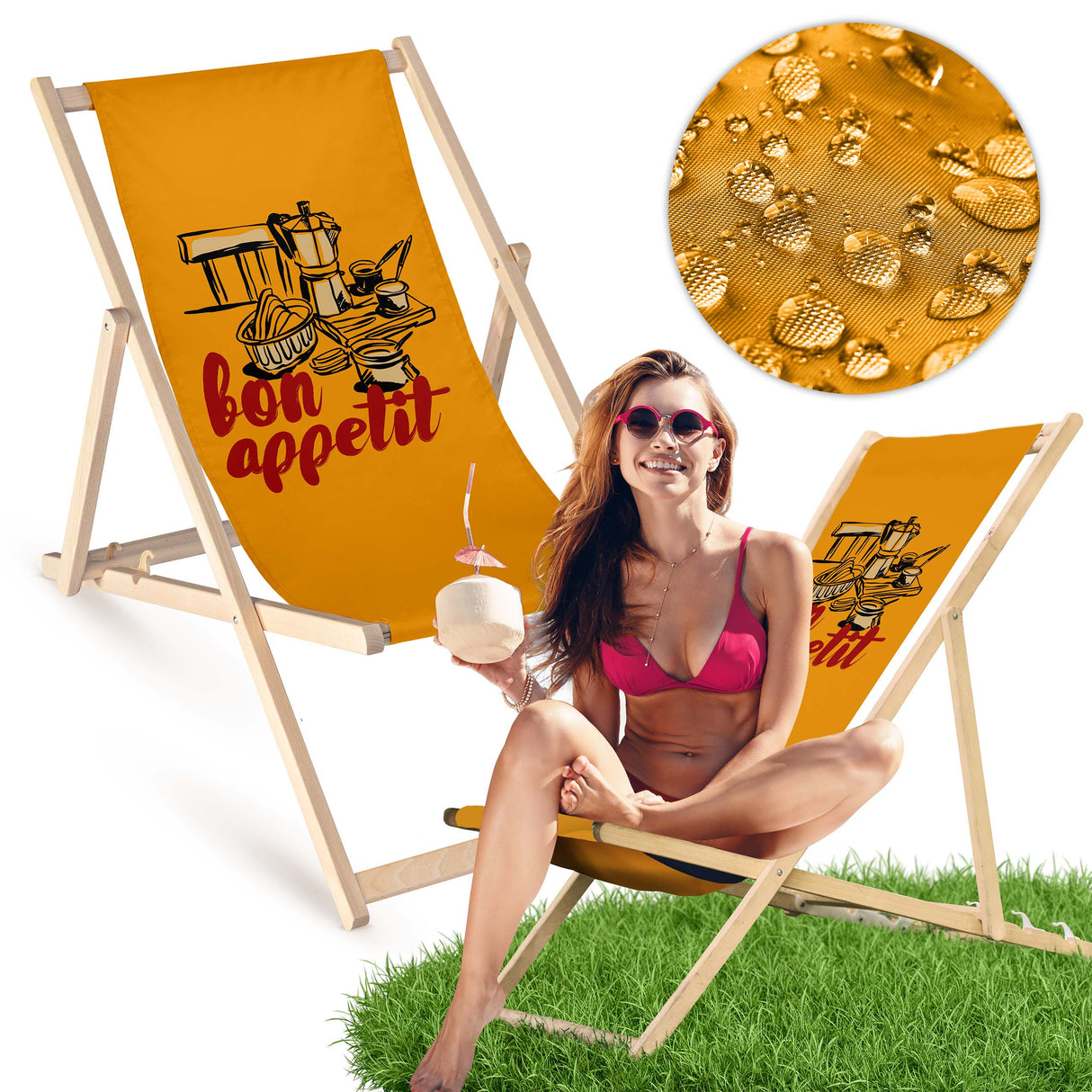 Holz-Liegestühle Bon Appetit