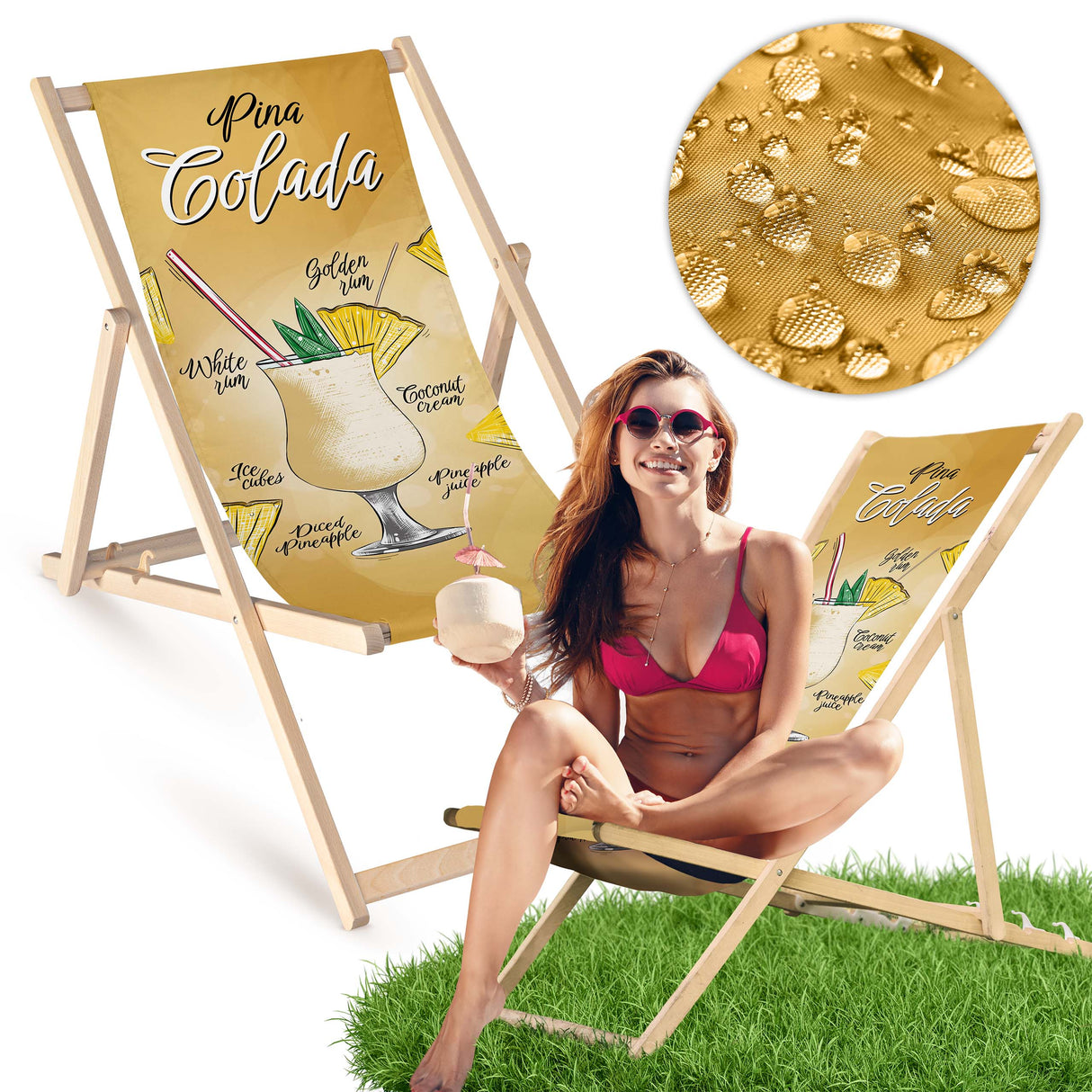 Holz-Liegestühle Pina Colada