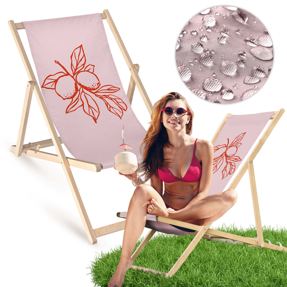 Holz-Liegestühle Lemon Red