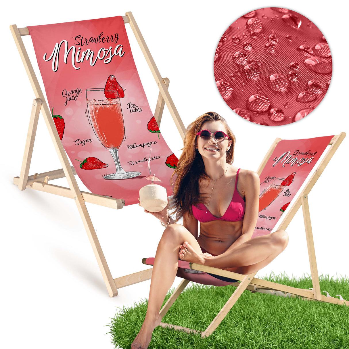 Holz-Liegestühle Strawberry Mimosa