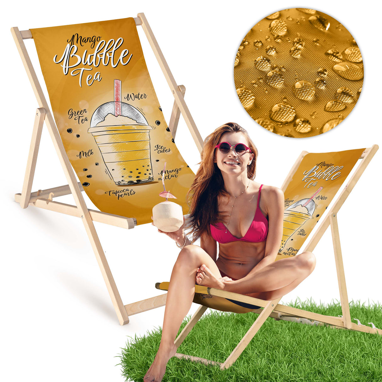 Holz-Liegestühle Mango Bubble Tea