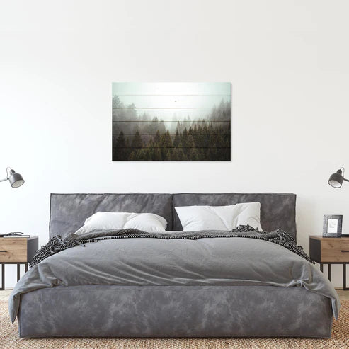 Wanddeko Holz - Misty Coniferous Forest