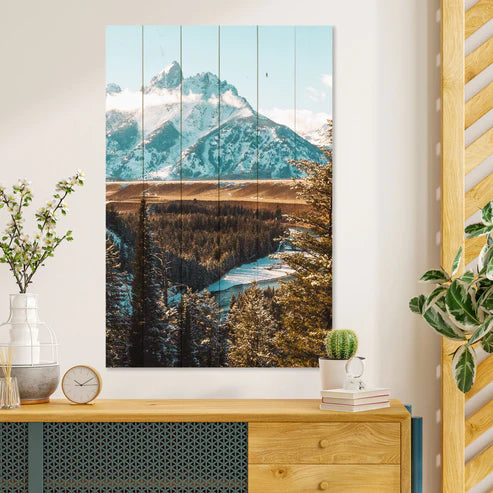 Wanddeko Holz - Mountain Landscape