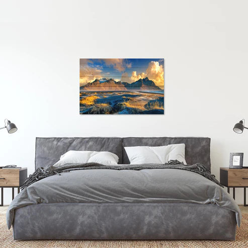 Wanddeko Holz - Mountainous Landscape