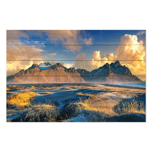 Wanddeko Holz - Mountainous Landscape