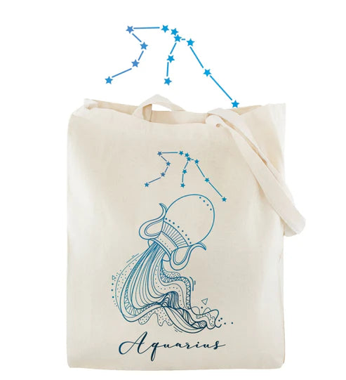 Baumwolltasche Ecru Sternzeichen Wassermann 38x42