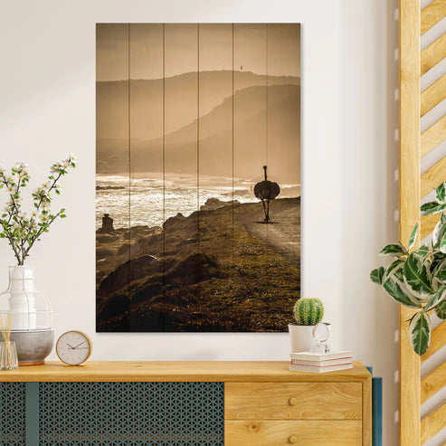Wanddeko Holz - Ostrich on the Coast