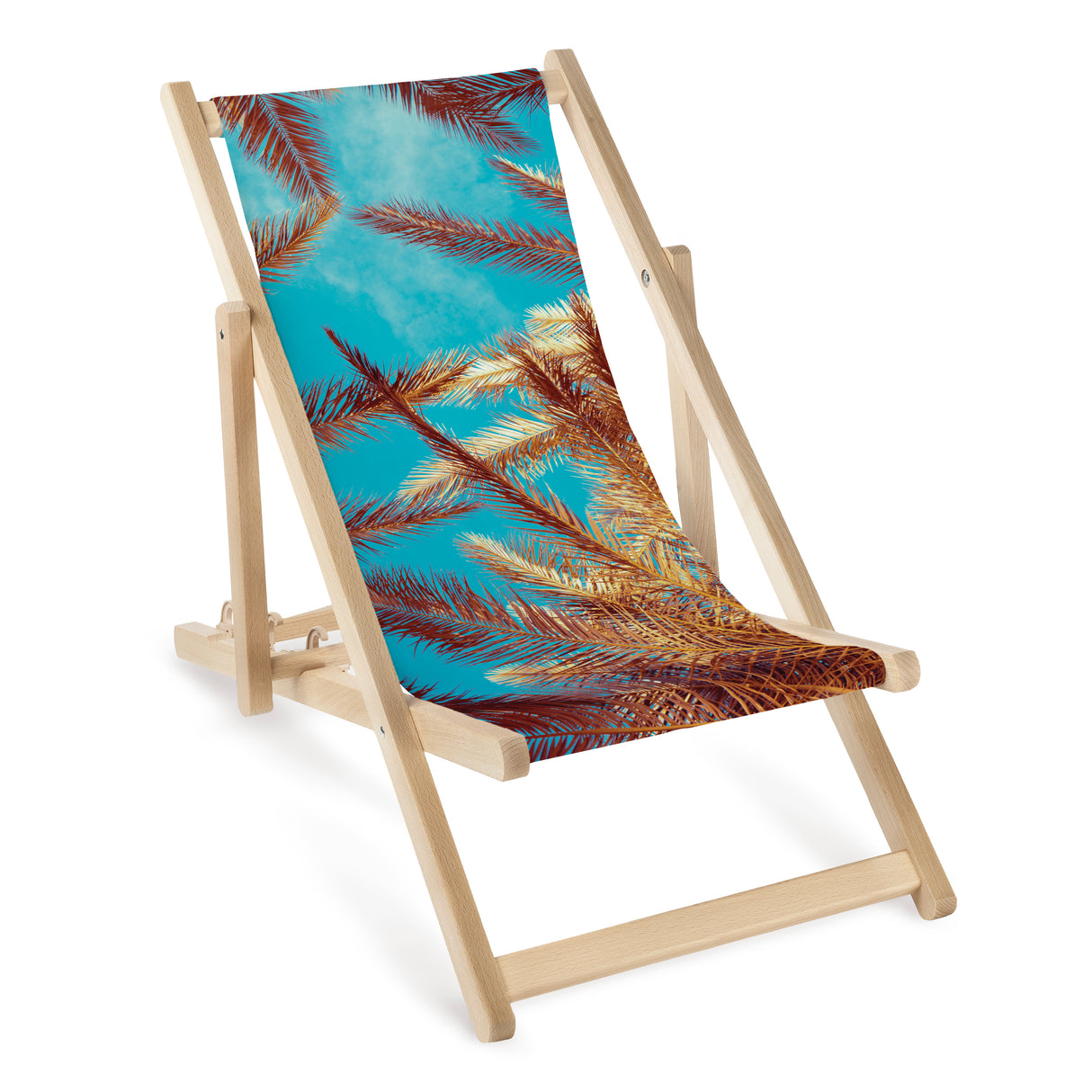 Kinderliegestuhl aus Holz Braune Palme