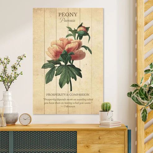 Wanddeko Holz - Peony Flower