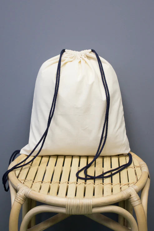 Baumwoll-Rucksack Ecru 340x400 mm Schwarze Schnur
