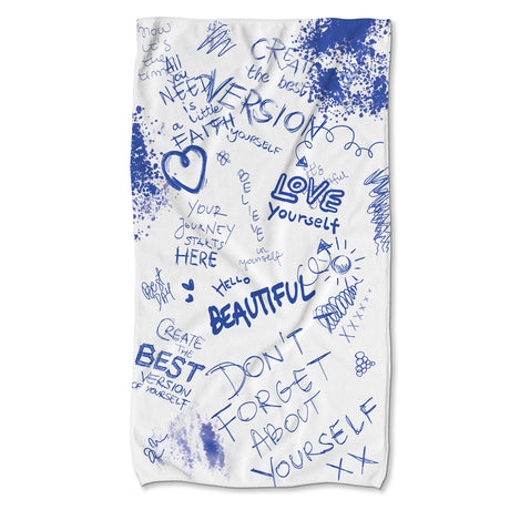 Handtuch aus Mikrofaser Blaue Beschriftung 80x150 cm