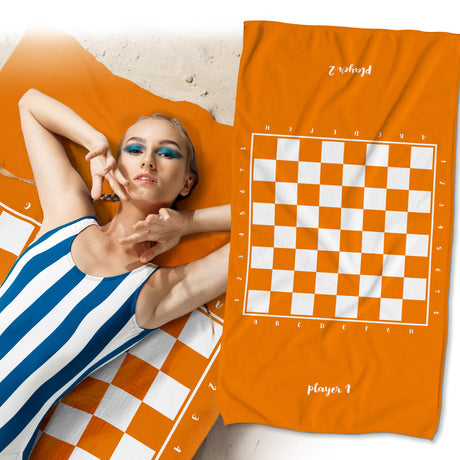 Handtuch aus Mikrofaser Orange Schachbrettmuster 80x150 cm