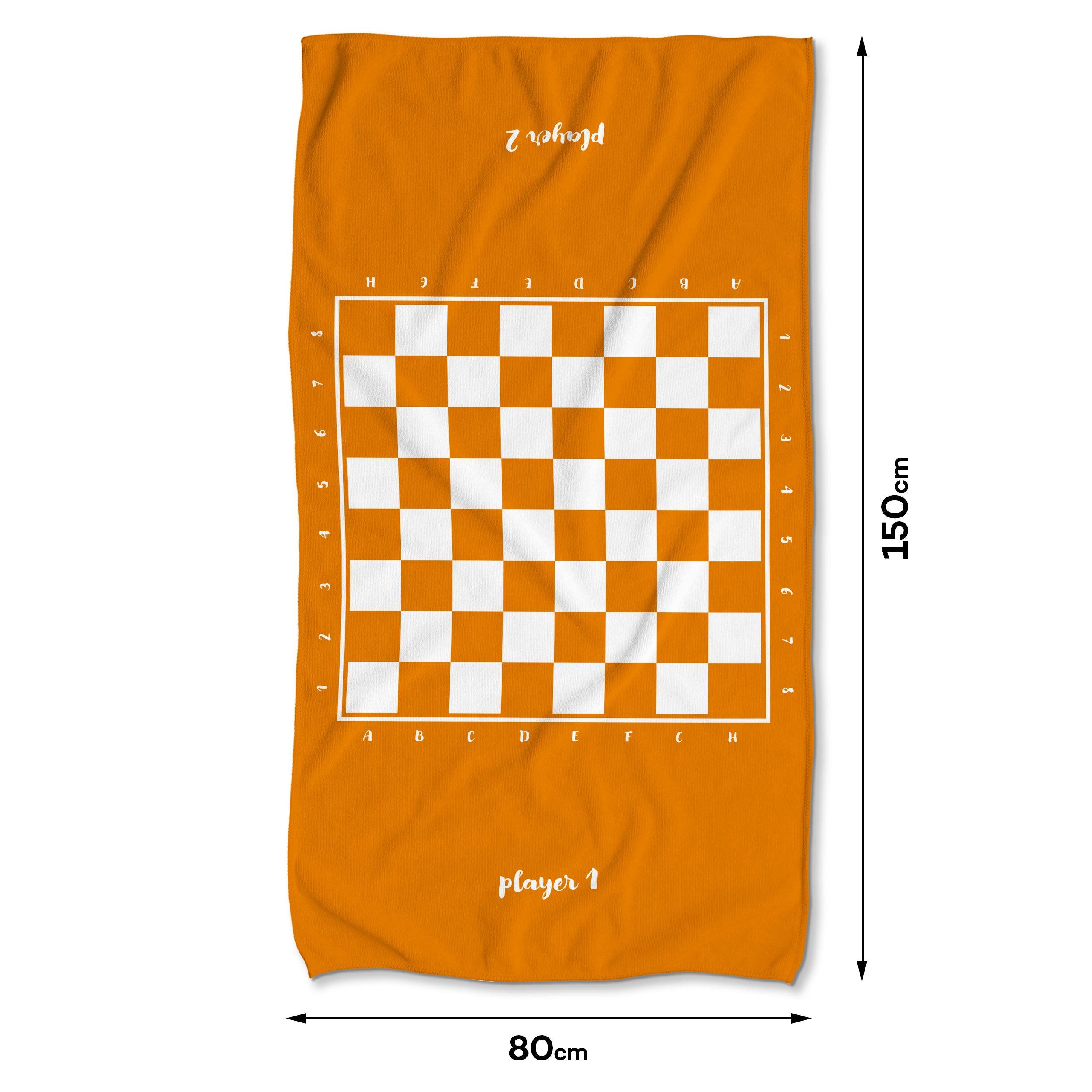 Handtuch aus Mikrofaser Orange Schachbrettmuster 80x150 cm