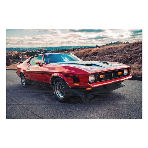 Wanddeko Holz - Red Mustang