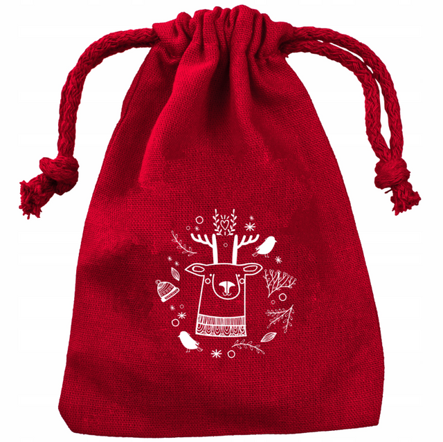 Weihnachts-Baumwollbeutel 15x20cm ROTES RENTIER 220g