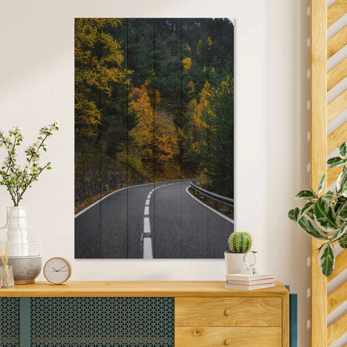 Wanddeko Holz - Road throught the Forest