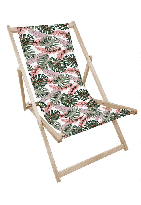 Holz-Liegestühle Rosa Monstera