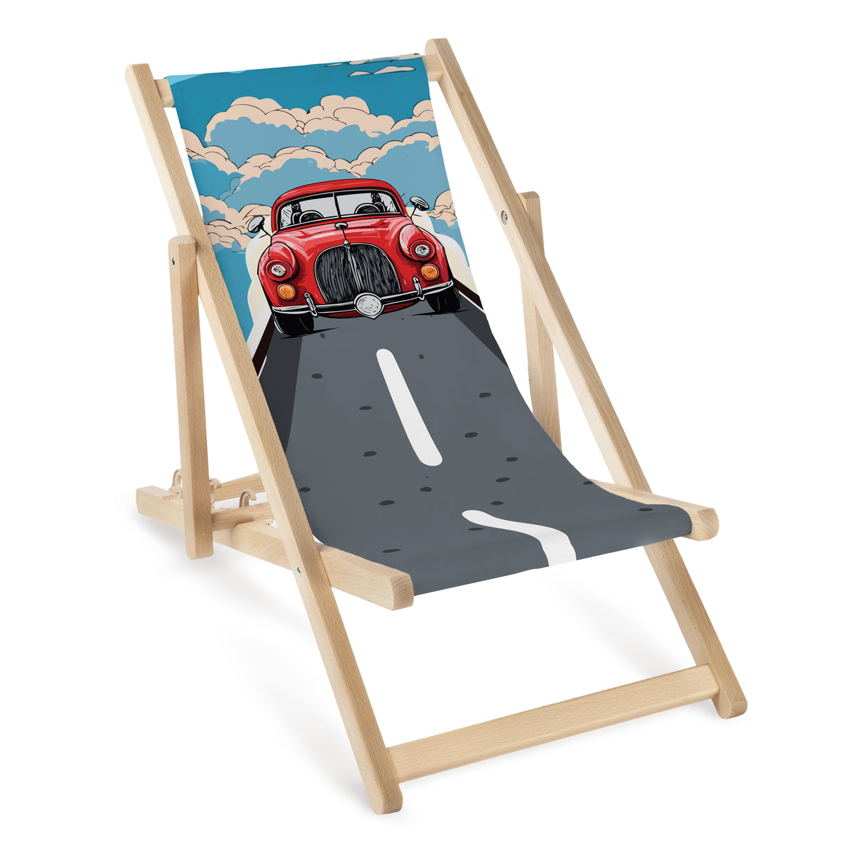 Kinderliegestuhl aus Holz Auto und die Straße