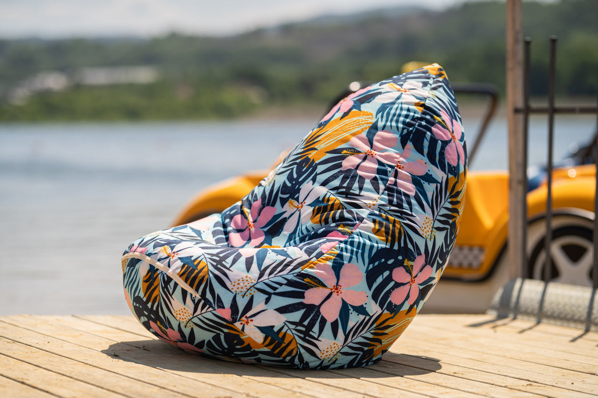 Bean Bag Sitzsack – XXL-Beutel mit 300 l – BEIGE BLOSSOMS