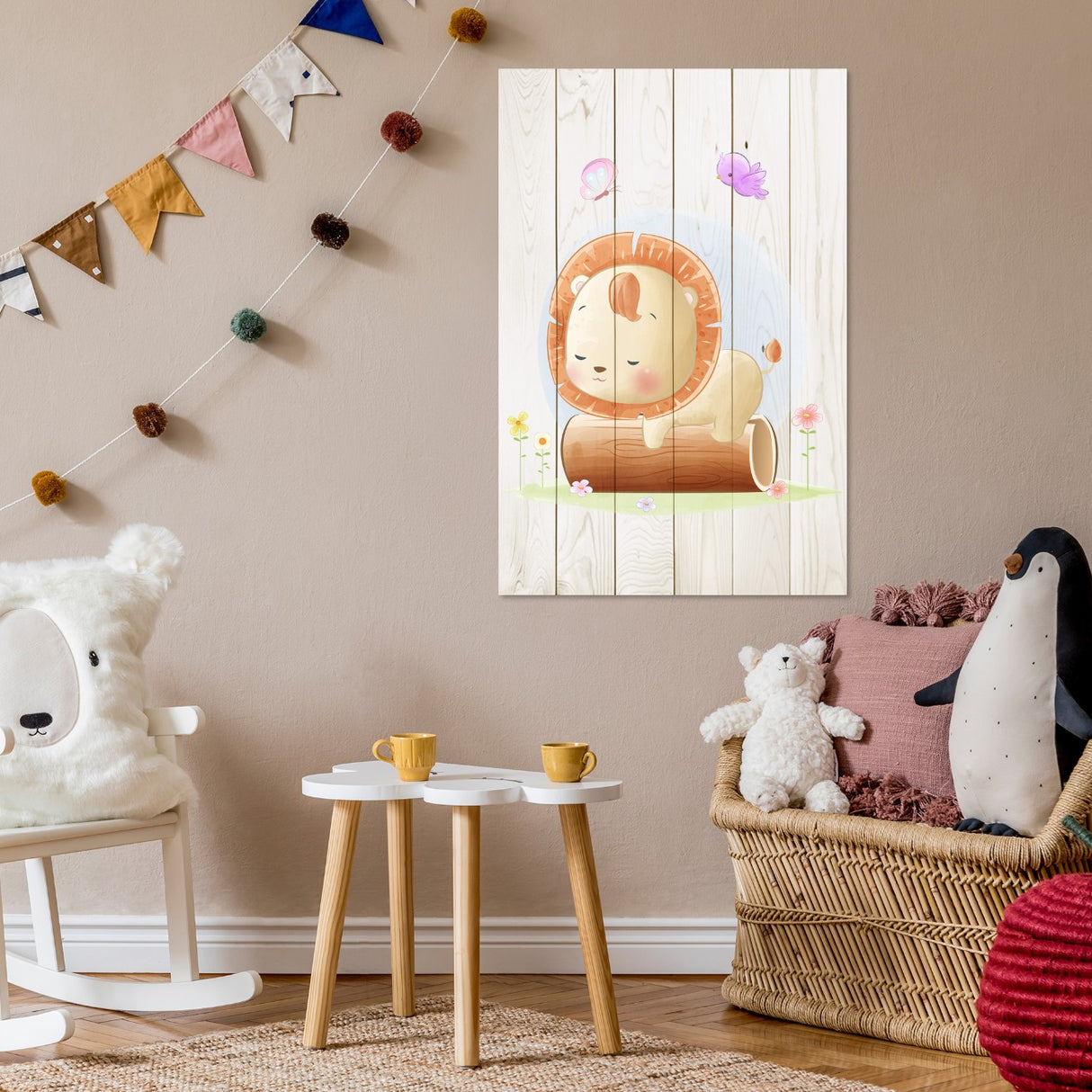 Wanddeko Holz - Sleepy Little Lion