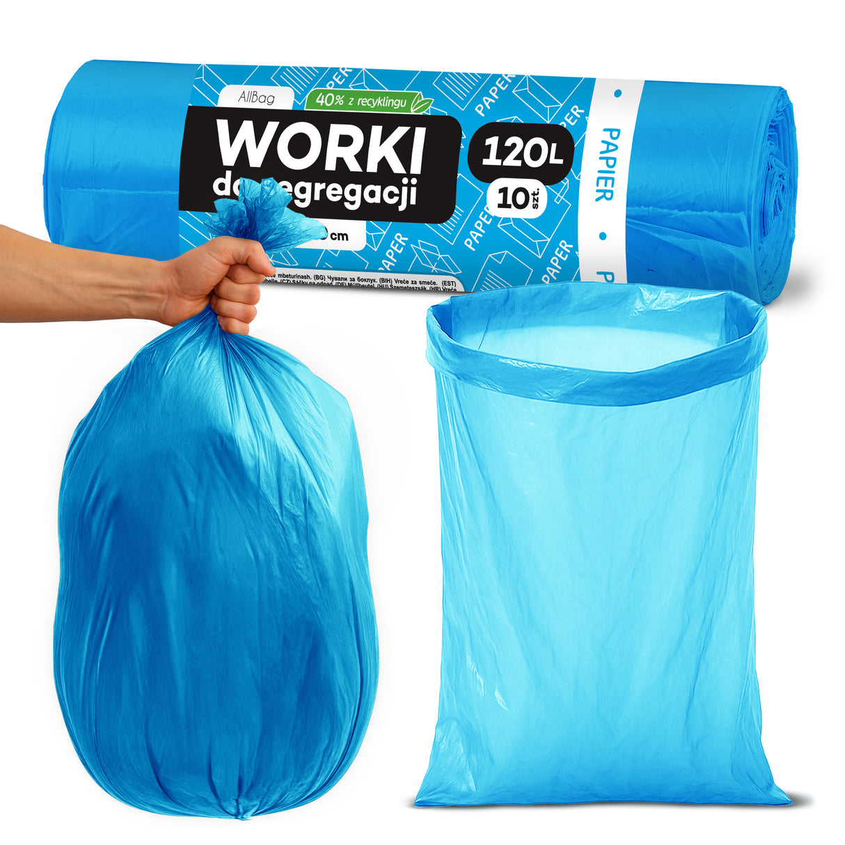 Blaue Recycelte Müllbeutel 120L