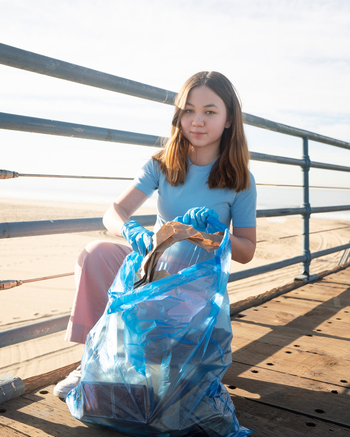 Blaue Recycelte Müllbeutel 120L