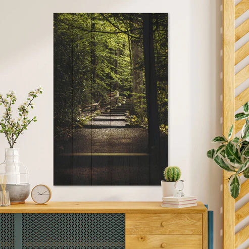 Wanddeko Holz - Stairs in the Forest