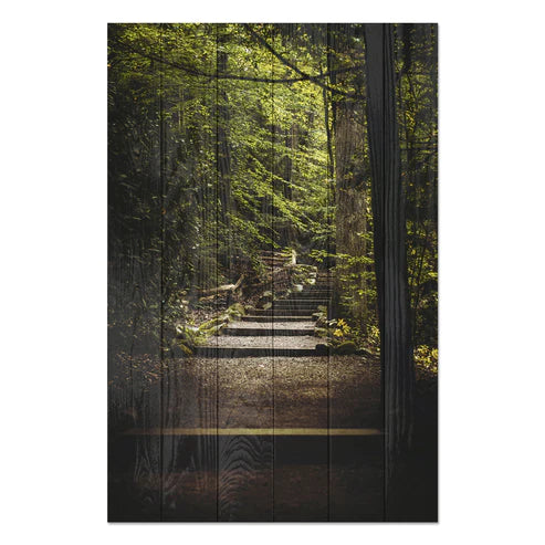 Wanddeko Holz - Stairs in the Forest