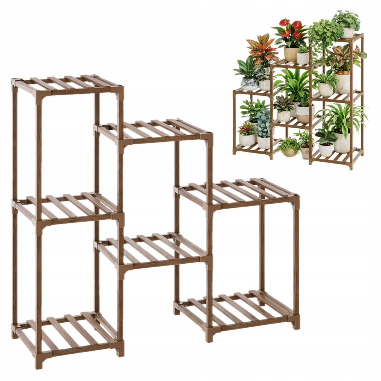 Mehrstufiges Pflanzenregal aus Holz Blumenständer