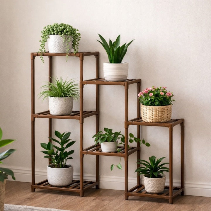 Mehrstufiges Pflanzenregal aus Holz Blumenständer