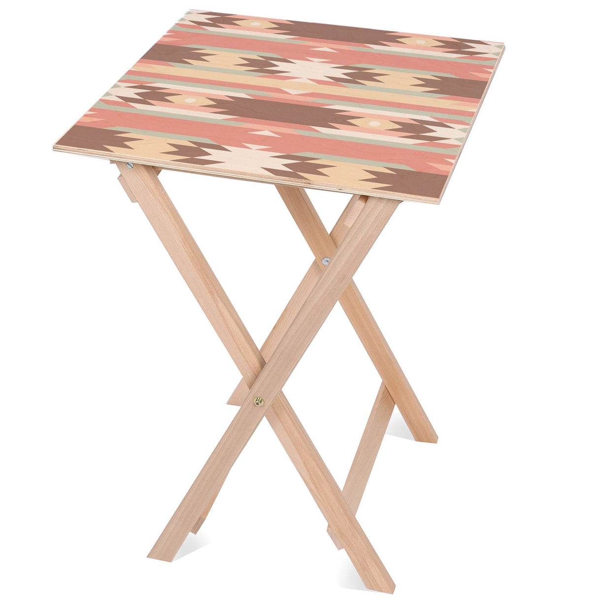 Holztisch Schwarz und Weiß Boho 50x50x70cm