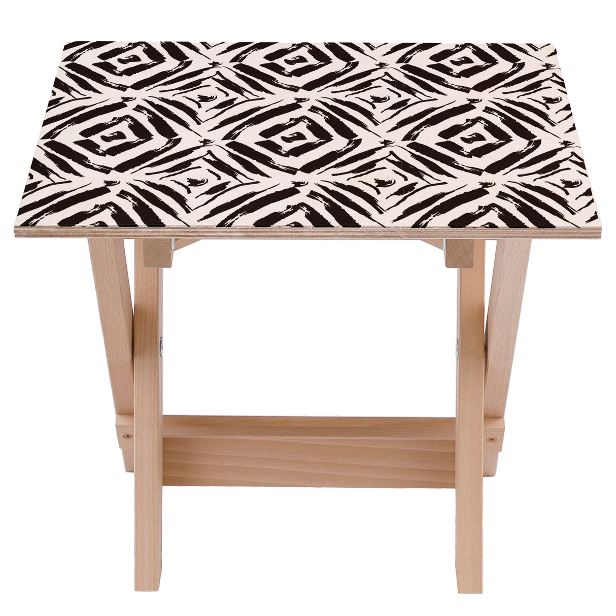 Holztisch Schwarze Rhomben 30x40x35cm