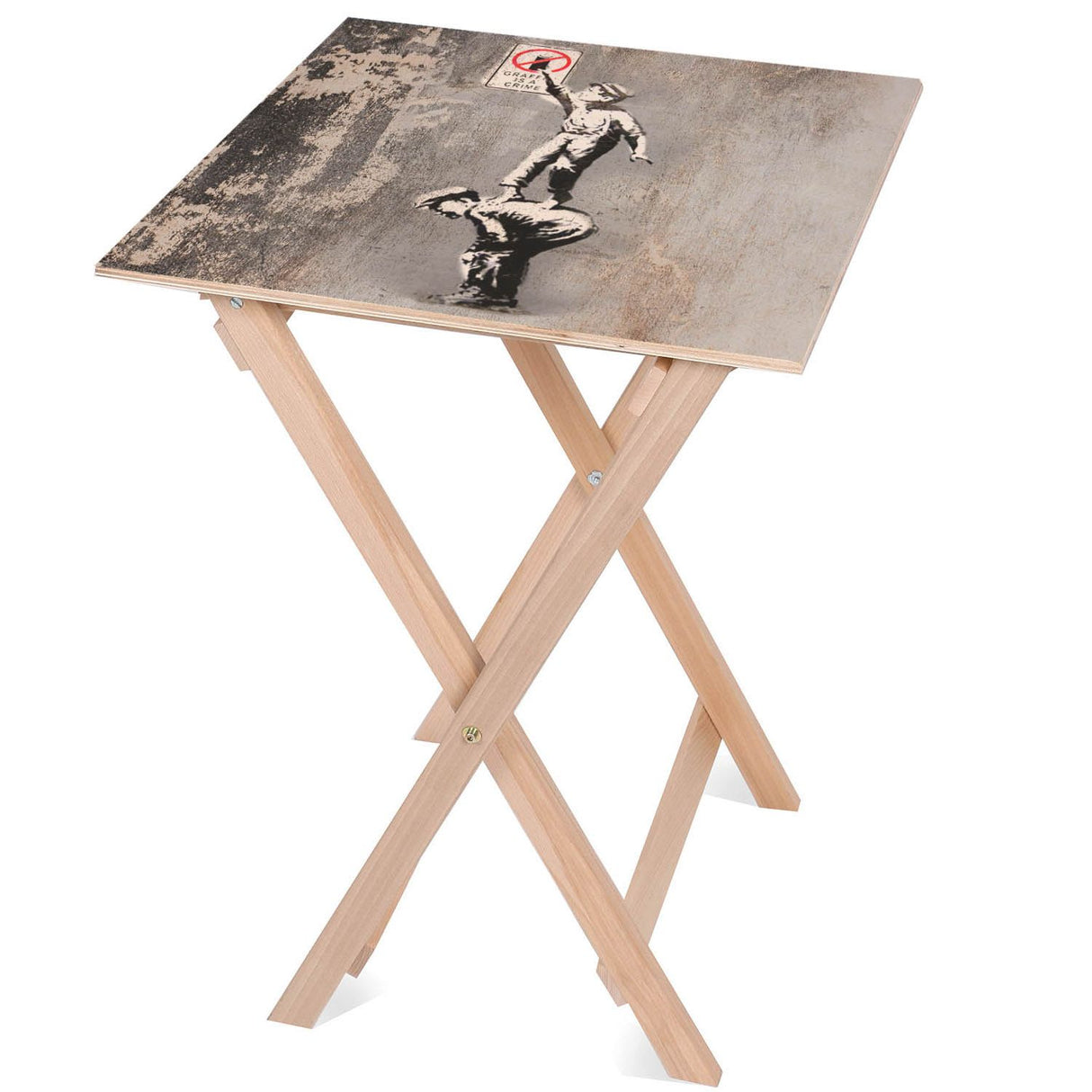 Holztisch Graffiti Is A Crime 50x50x70cm