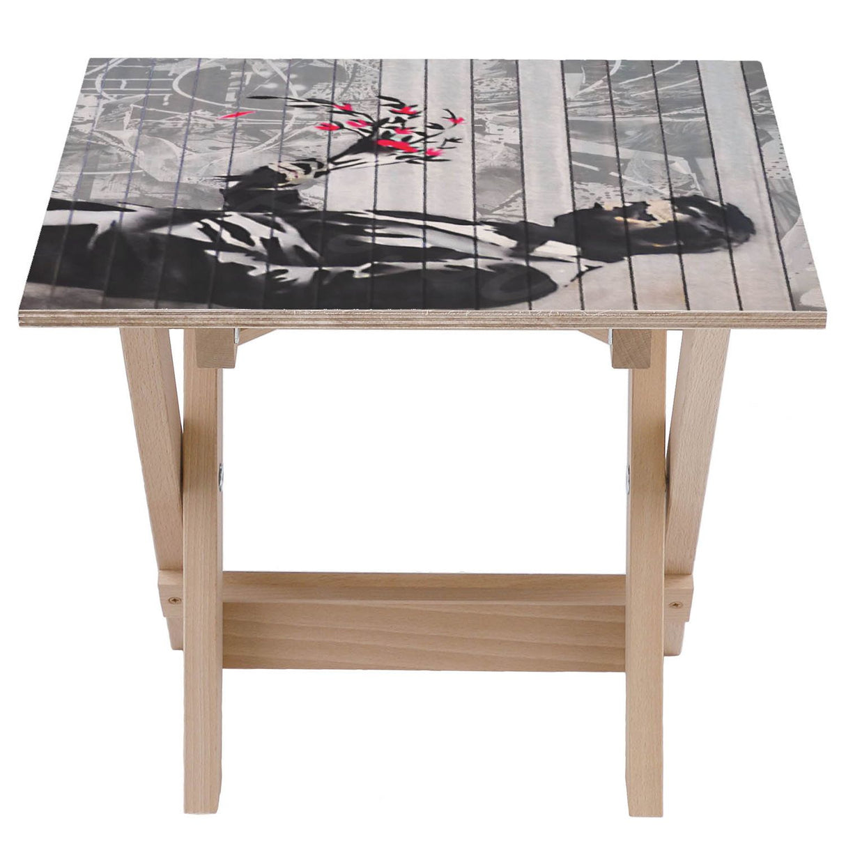 Holztisch Mann mit Blumen 30x40x35cm