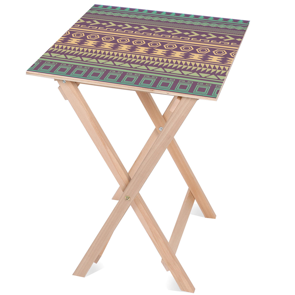 Holztisch Boho-Streifen 50x50x70cm