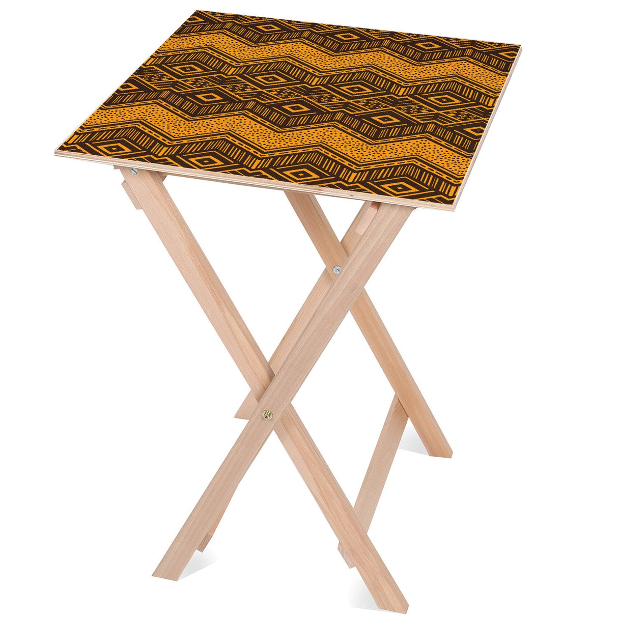 Holztisch Orangefarbene Linien 50x50x70cm