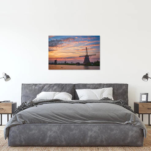 Wanddeko Holz - Sunset Over the Mill