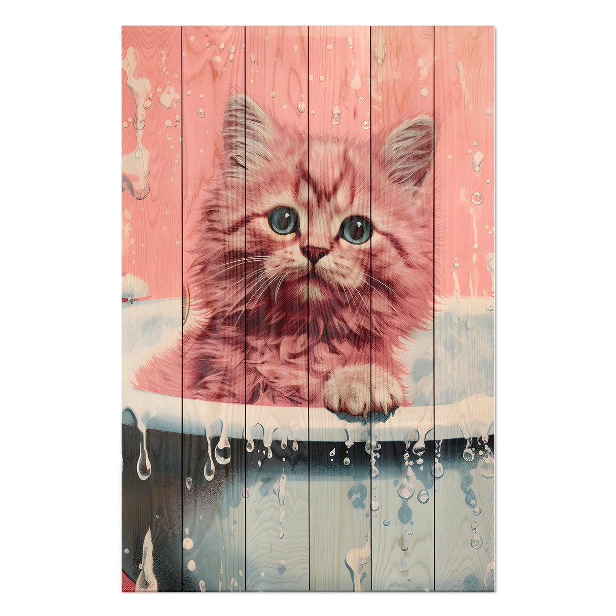 Wanddeko Holz - Sweet Kitten Bath