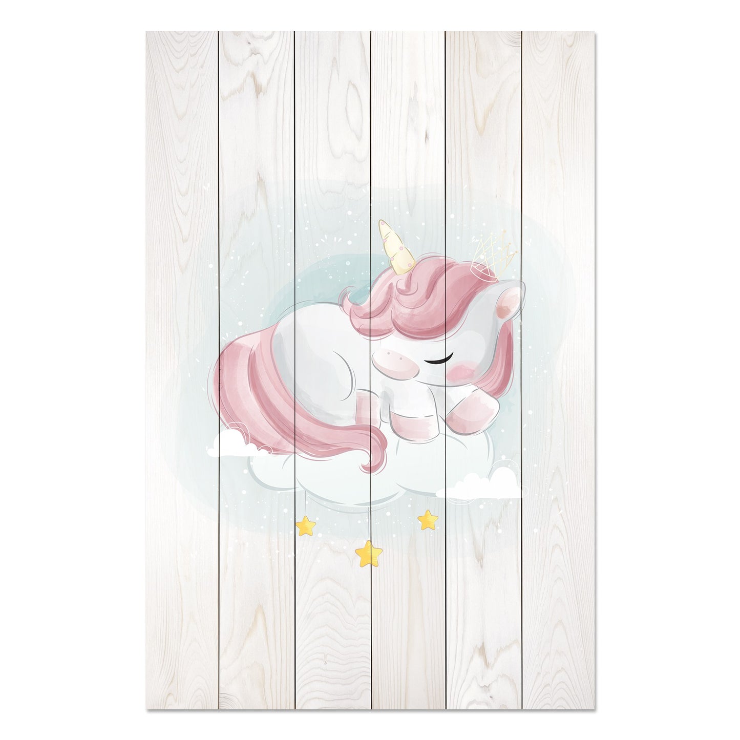 Wanddeko Holz - Sweet Unicorn Sleeping Cloud