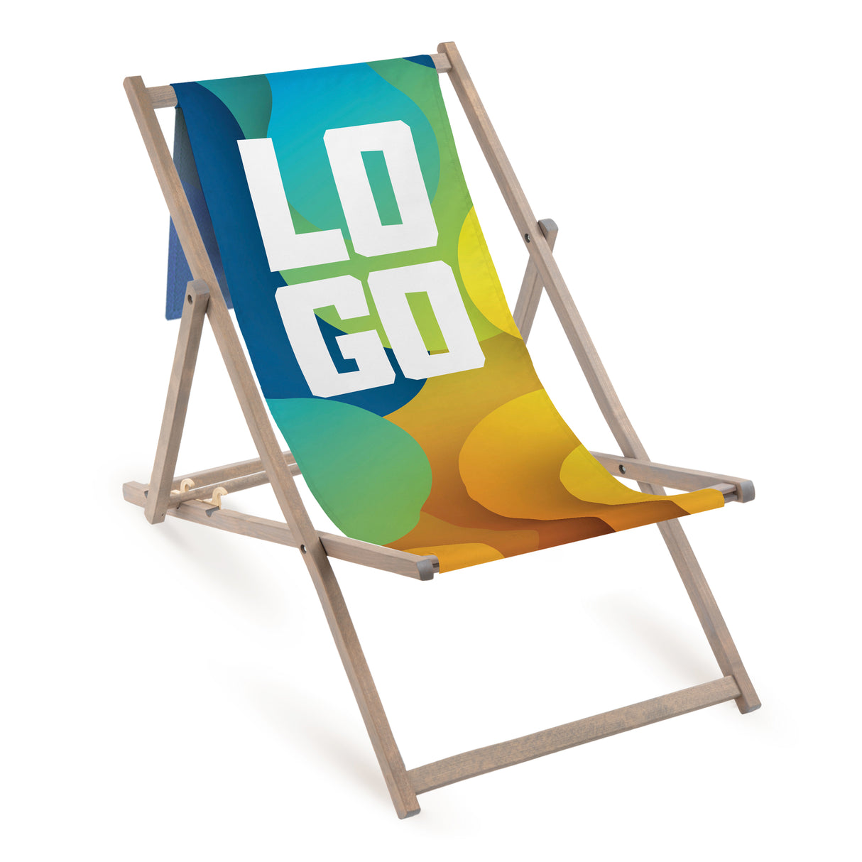 Holz-Liegestuhl mit eigenem Logo und Kopfkissen (Volant) Grau
